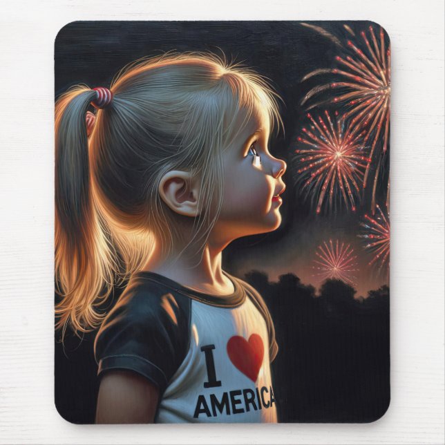 Tapis De Souris American Girl Watching Fireworks (Devant)