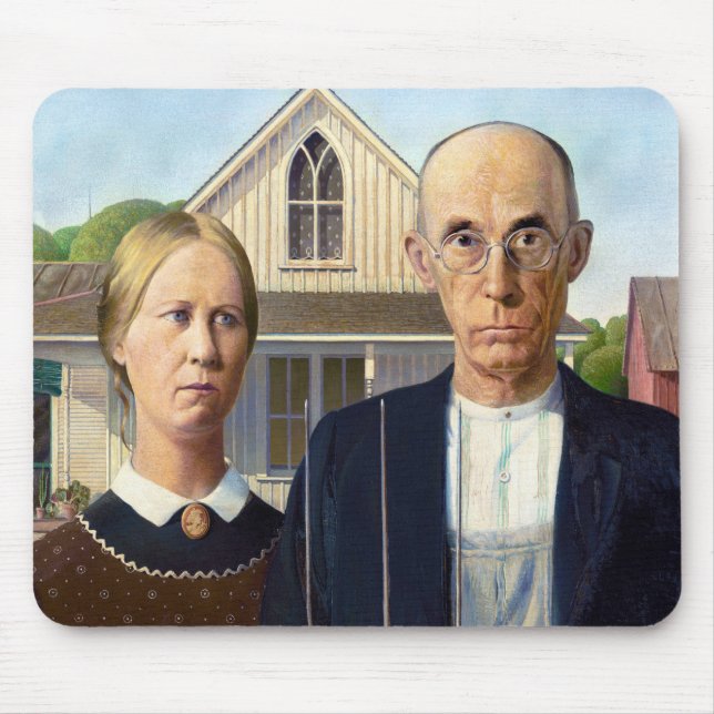 Tapis De Souris American gothique classique peinture Grant Wood (Devant)