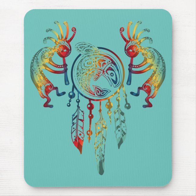 Tapis De Souris Amérindien Kokopelli Whale Dreamcatcher 1 (Devant)