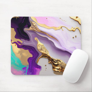 Tapis De Souris Améthyste et Marbre Rose avec Or Liquide