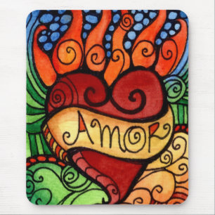 Tapis De Souris Amor/coutume flamboyante Mousepad coeur d'amour