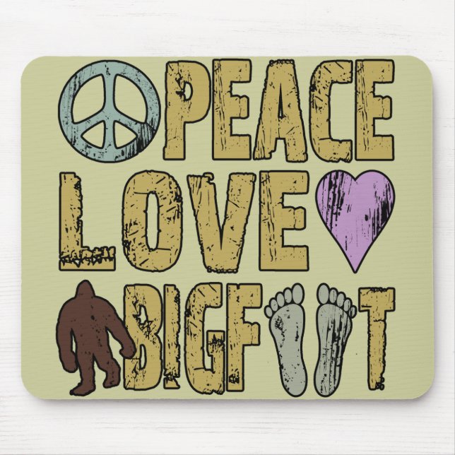 Tapis De Souris Amour Bigfoot de paix (Devant)