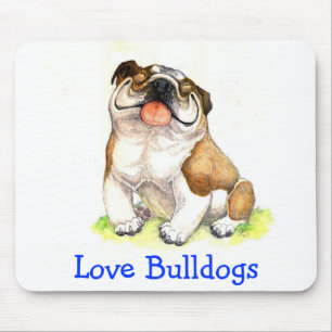 Tapis De Souris Amour Bulldogs joyeux Chiot-chien mousepad