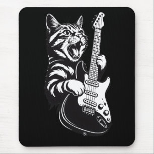 Tapis De Souris Amour de musique cool Chat rock jouant de la gui