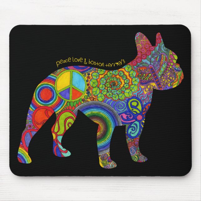 Tapis De Souris "Amour de paix et art de bruit de terriers de (Devant)