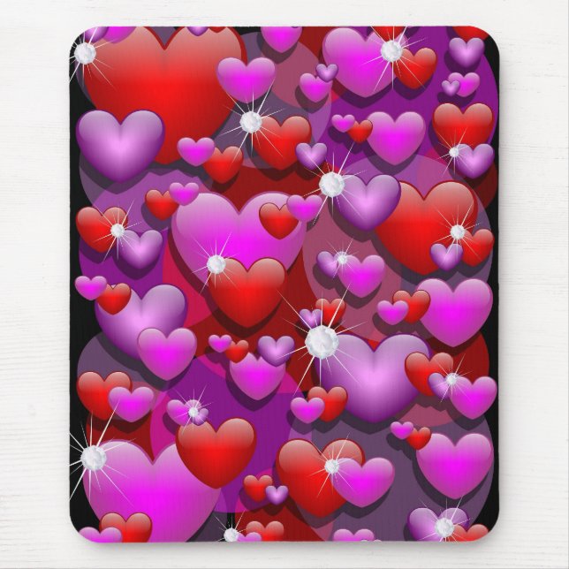 Tapis De Souris Amour des Coeurs et Diamants (Devant)