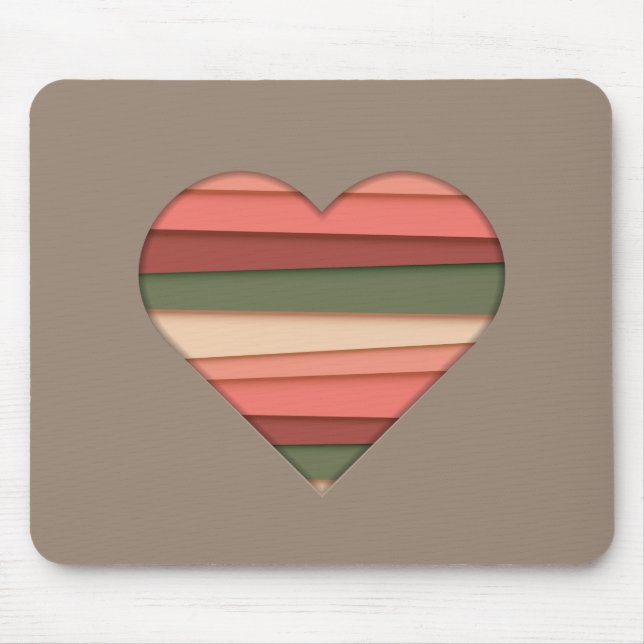 Tapis De Souris Amour du coeur rayé Saint-Valentin (Devant)