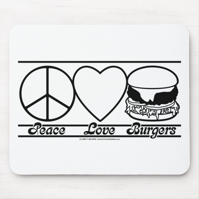 Tapis De Souris Amour et hamburgers de paix (Devant)
