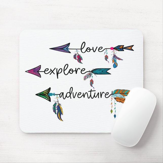 Tapis De Souris Amour Explore Aventure Arrow Tribal Boho Design (Avec souris)