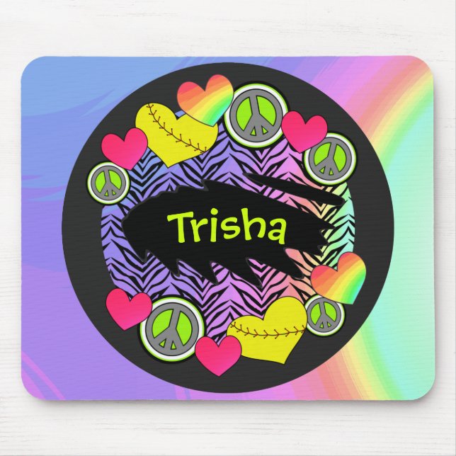 Tapis De Souris Amour Fastpitch Mousepad de paix (Devant)