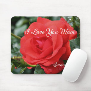 Tapis De Souris Amour Maman Fleur Rose rouge Personnalisée