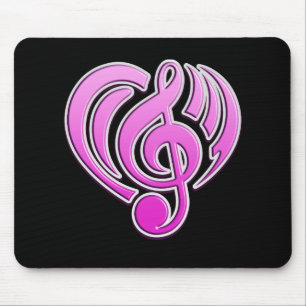 Tapis De Souris Amour Musical Vibrations Cœur Rose Note De Musique