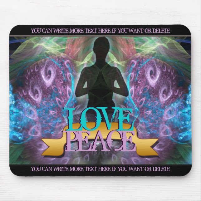 Tapis De Souris Amour Paix Zen Yoga Fractal Art Mousepad (Devant)