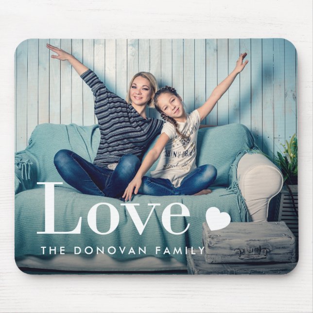 Tapis De Souris Amour | Votre photo personnelle et un coeur (Devant)