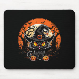 Tapis De Souris Amoureux de chat noir - Chat noir Halloween Fantôm