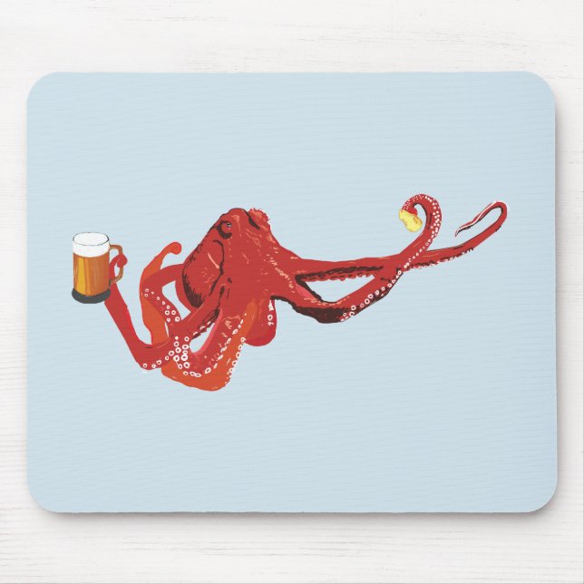 Tapis De Souris Amoureux de la bière de poulpe (Devant)