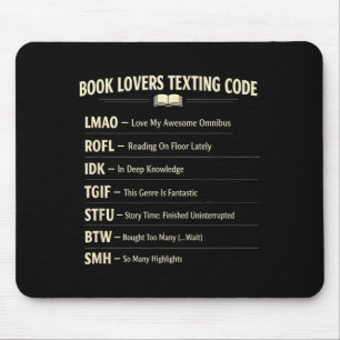 Tapis De Souris Amoureux des livres code de messagerie lecture