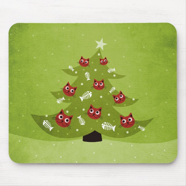 Tapis De Souris Amusant Amoureux des chats de Noël (Devant)