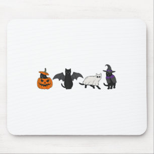 Tapis De Souris Amusant Citrouille Chat Fantôme Chat Noir Hallowee