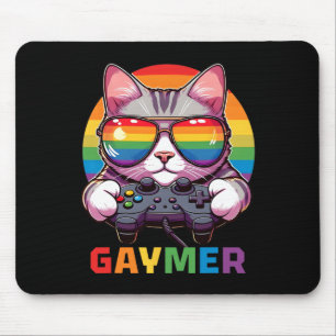 Tapis De Souris Amusant Gaymer Cat Gamer Lgbtq Pride Rainbow Vidéo