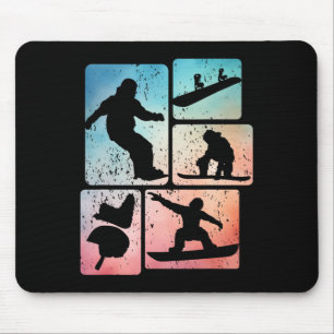 Tapis De Souris Amusant Snowboard Snowboardeur Sports d'hiver