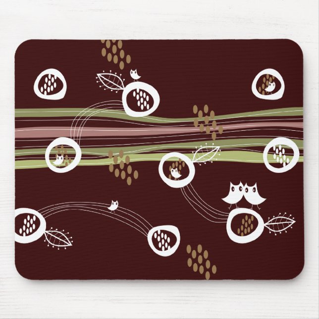 Tapis De Souris Amusement lunatique mignon de nid de rayures de (Devant)