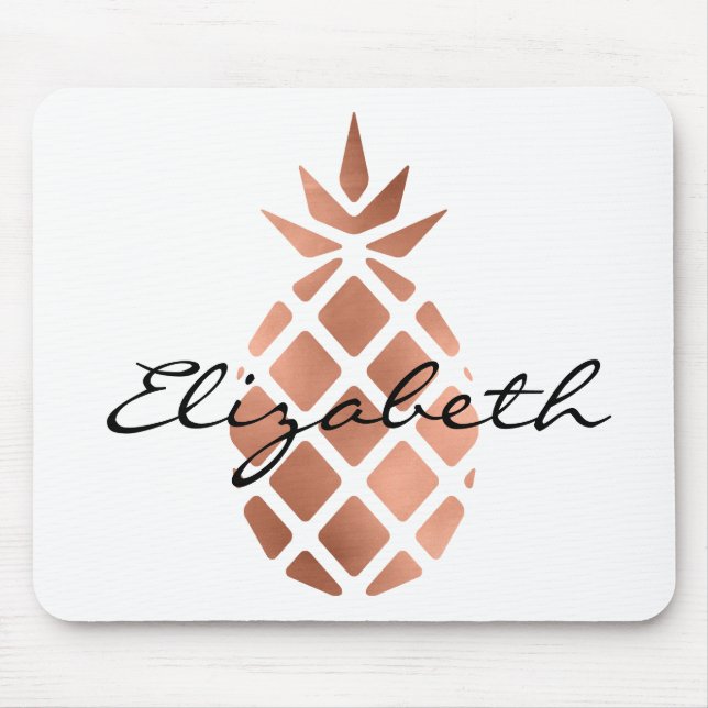 Tapis De Souris Ananas Faux Rose Gold Foil Personnalisé tendance (Devant)