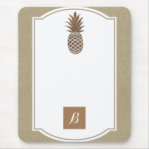 Tapis De Souris Ananas Kraft Bronze Doré Élégant Tropical