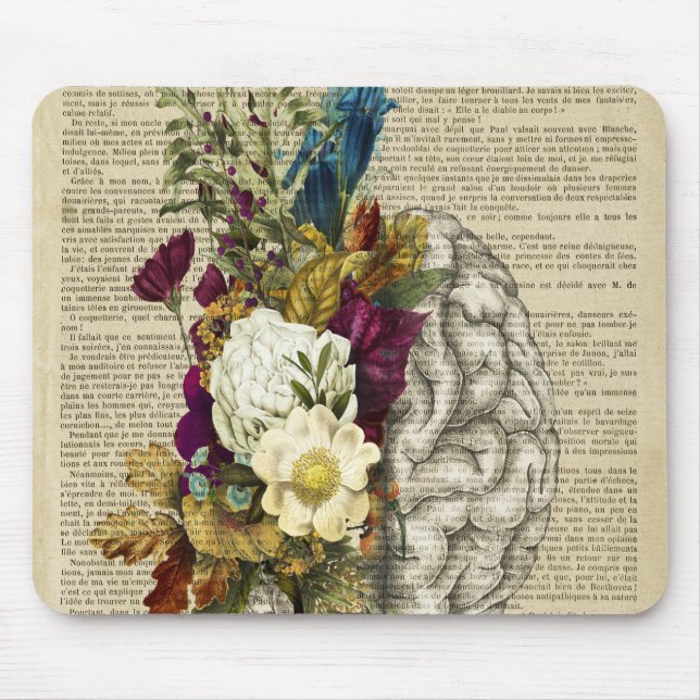 Tapis De Souris anatomie du cerveau floral médical (Devant)