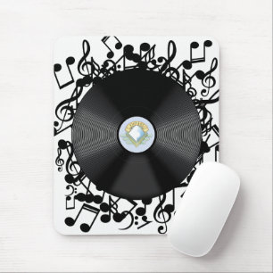 Tapis De Souris Ancien disque de vinyle et notes musicales
