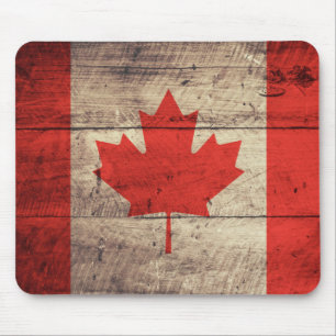 Tapis De Souris Ancien drapeau canadien en bois