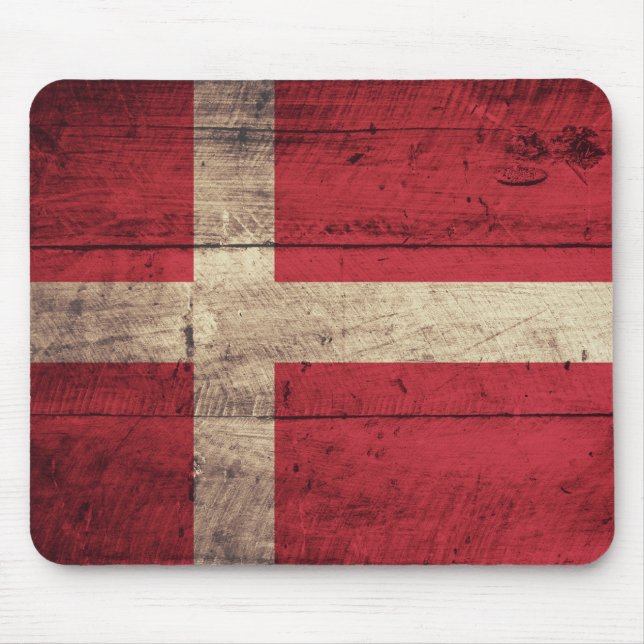 Tapis De Souris Ancien drapeau danois en bois (Devant)