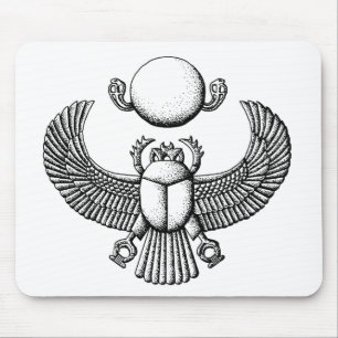 Tapis De Souris Ancien Scarab égyptien noir et blanc