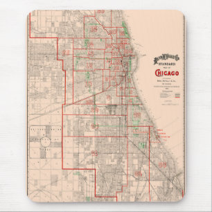 Tapis De Souris Ancienne carte Vintage de Chicago - 1893