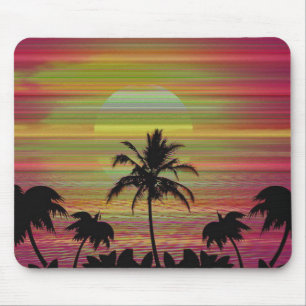 Tapis De Souris Ancienne vague de soleil des Caraïbes Rétro esthét
