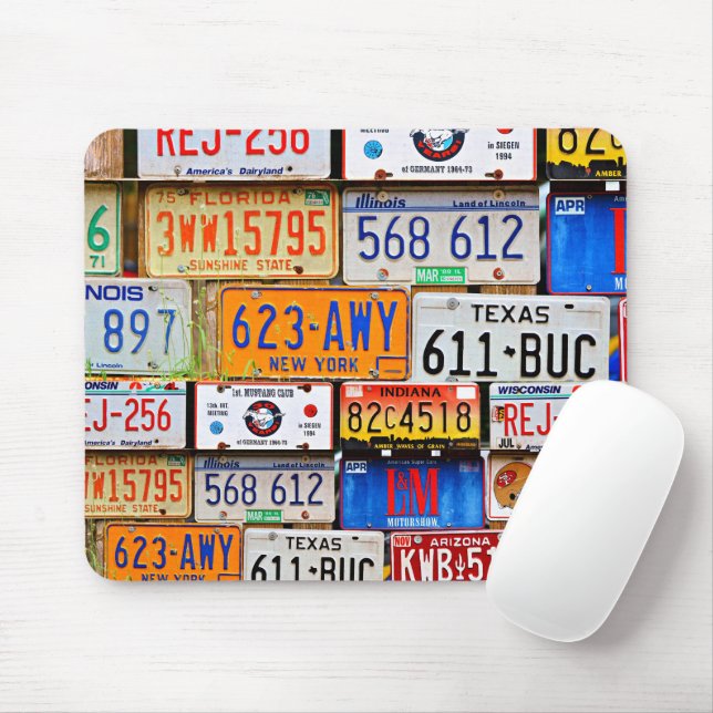 Tapis De Souris Anciennes plaques de licence (Avec souris)