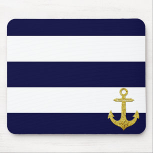 Tapis De Souris Ancrage or rayures nautiques