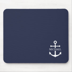 Tapis De Souris Ancre bleue marine Nom personnalisé