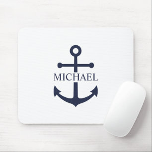 Tapis De Souris Ancre bleue marine Nom personnalisé