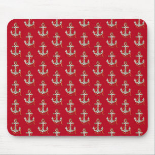 Tapis De Souris ancre marine argentée avec corde