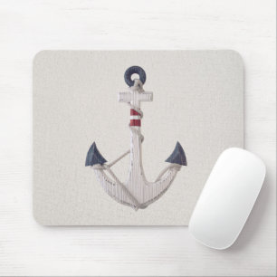 Tapis De Souris Ancre Nautique En Bois Sur Arrière - plan Neutre
