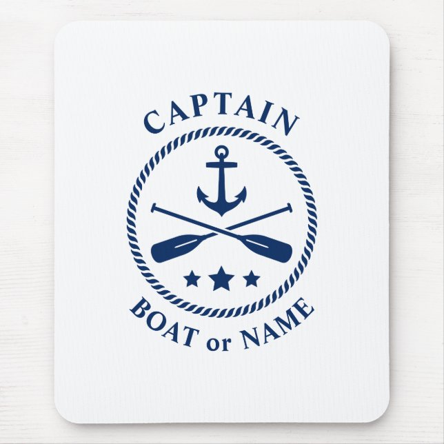 Tapis De Souris Ancre nautique et aviron avec capitaine bateau ou  (Devant)
