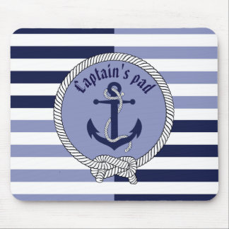 Tapis De Souris Ancre nautique/noeud du marin/capitaine/rayures