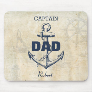 Tapis De Souris Ancre nautique personnalisée Capitaine Papa