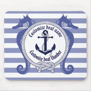 Tapis De Souris Ancre nautique/Seahorse/noeud/nom de Personnaliser