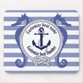 Tapis De Souris Ancre nautique/Seahorse/noeud/nom de Personnaliser
