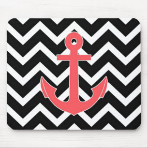 Tapis De Souris Ancre rose Chevron noir