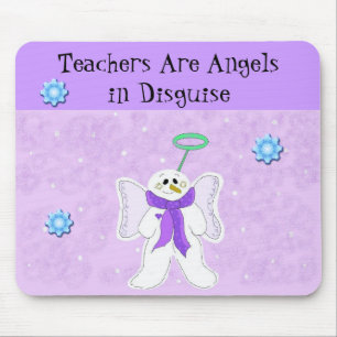 Tapis De Souris Ange de neige avec message de l'enseignant