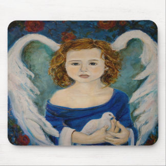 Tapis De Souris Ange de paix tenant une colombe Mousepad