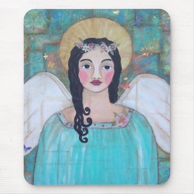 Tapis De Souris Ange gardien bleu Mousepad (Devant)